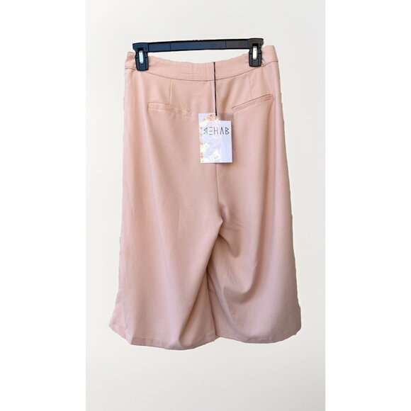 Nasty Gal Rehab Blush Crepe Culottes Women’s S High Rise Pleated Wide Leg Pants - Picture 10 of 13